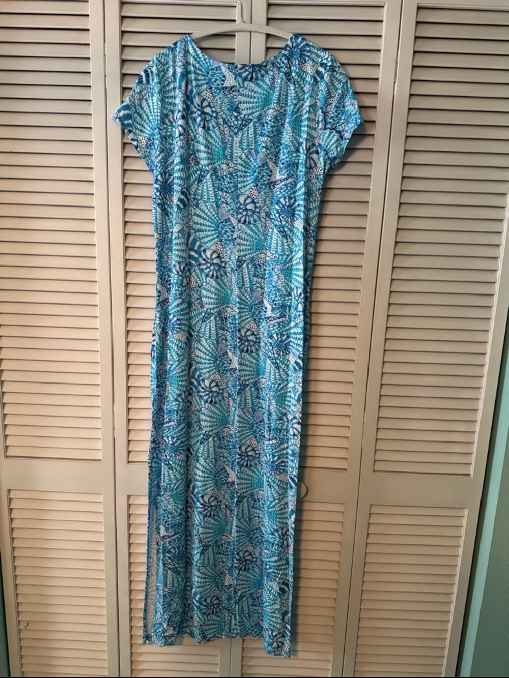 Lilly Pulitzer Blue & Turquoise Printed V-Neck Maxi Dress - Picture 3 of 8